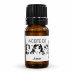 Aceite de Amor esotérico para rituales de atracción sentimental y pareja, frasco ámbar con tapa negra