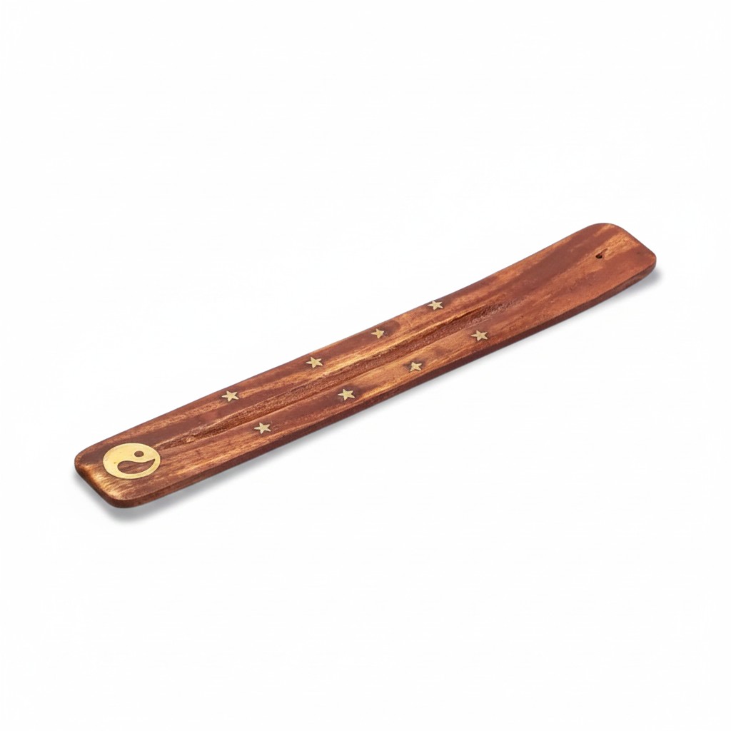 Portainciensos Yin Yang de Madera Portainciensos de madera con símbolo Yin Yang y estrellas para varillas de incienso