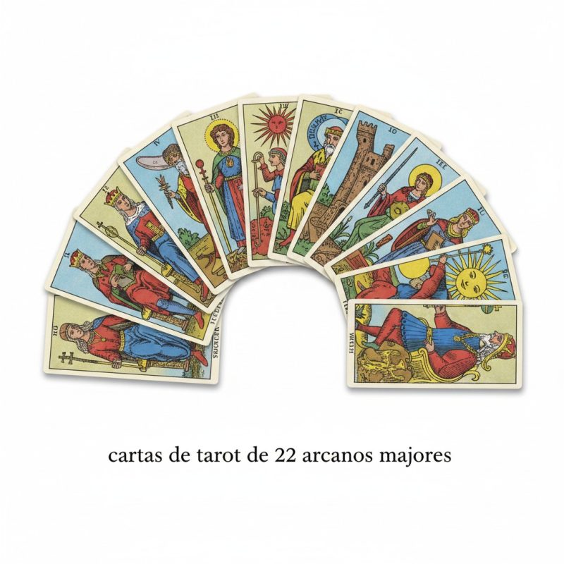 Cartas de los 22 Arcanos Mayores del Tarot en formato 17 cm para aprender tarot, interpretar los arcanos y desarrollar la intuición