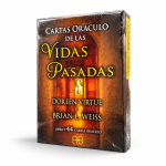 Parte trasera del Oráculo de las Vidas Pasadas con información en español y ejemplos de cartas