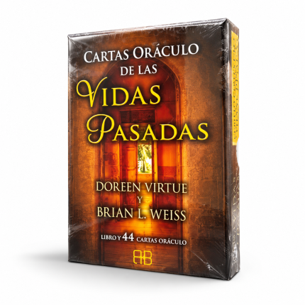 Parte trasera del Oráculo de las Vidas Pasadas con información en español y ejemplos de cartas