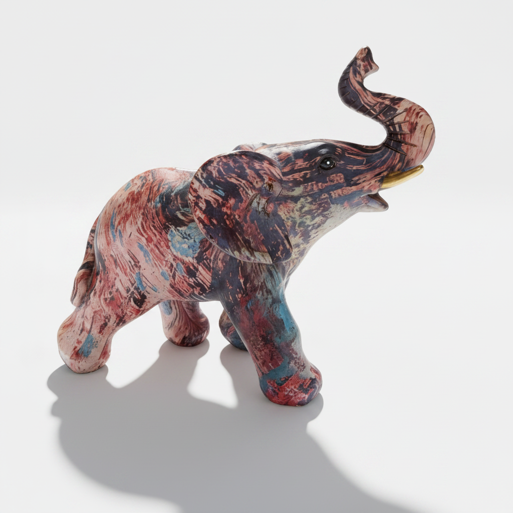IMG_5912 Elefante trompa arriba para suerte y prosperidad. 10cm x 8cm - Imagen 1