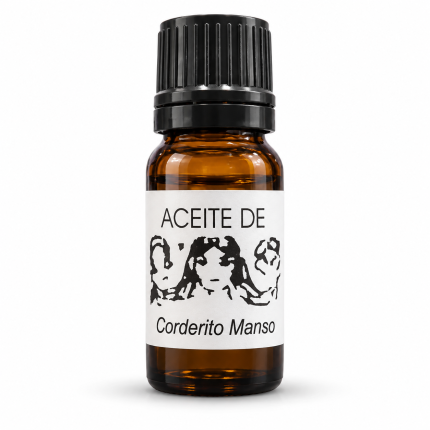 Frasco de Aceite Corderito Manso para rituales de amansamiento y calma del mal carácter