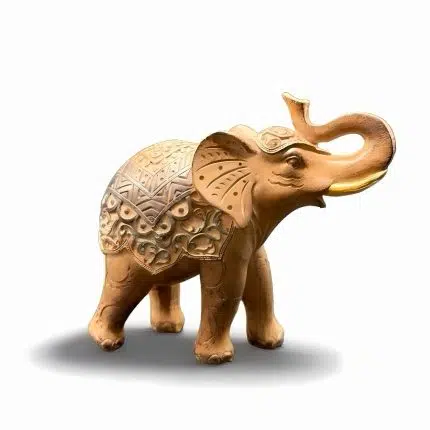 Figura elefante con trompa arriba para decoracion y buena suerte.