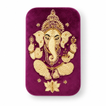 Caja estuche de Ganesha en perspectiva con acabado burdeos y cierre de cremallera