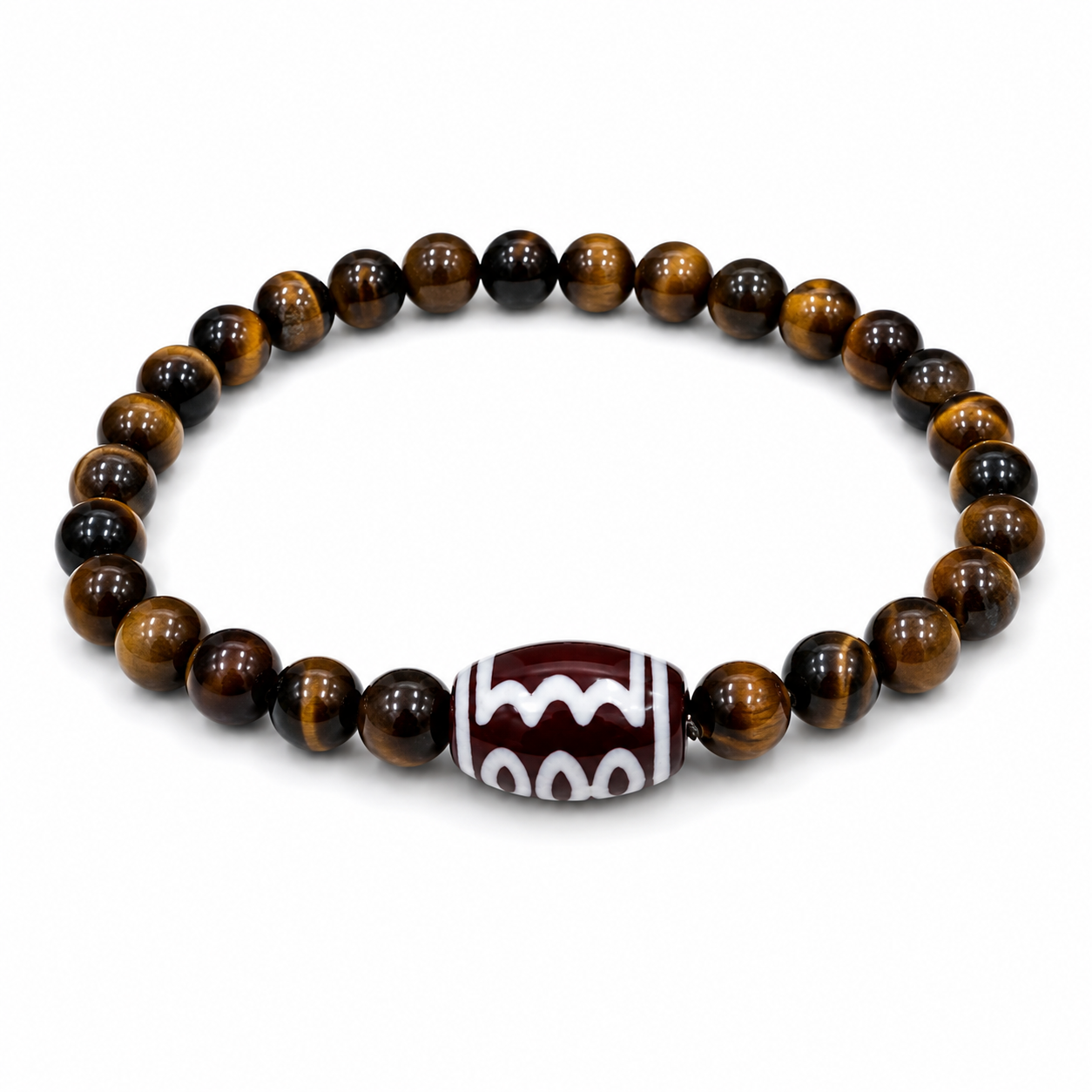Pulsera Dzi de 5 Ojos para Dinero Pulsera Dzi de 5 ojos con cuentas de ojo de tigre para dinero, prosperidad y protección.