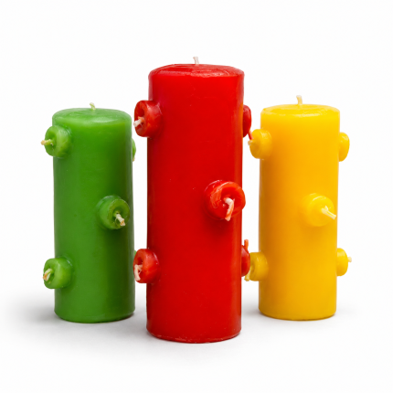 Velas 7 mechas para rituales, protección, amor, dinero y prosperidad.