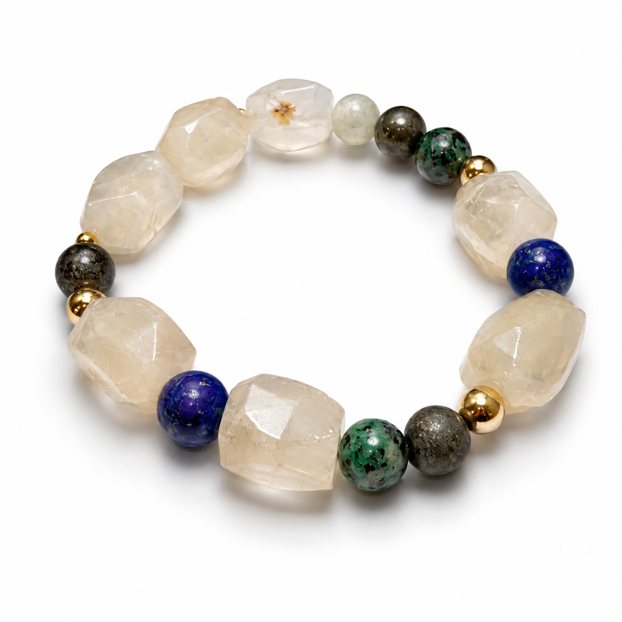 Pulsera contra Energías Negativas de Piedras Naturales Pulsera contra energías negativas elaborada con piedras naturales de protección.