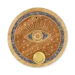 Portaincienso Ojo Místico de madera con piedras para varillas y conos