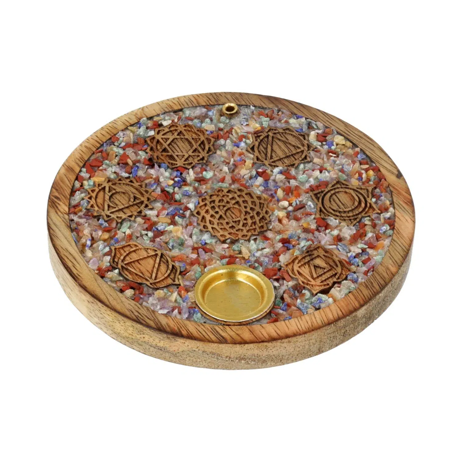 Portaincienso de Madera 7 Chakras para Varillas y Conos Portaincienso de madera 7 chakras para conos y varillas de incienso