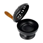 Quemador de Incienso Negro con Mango de Madera