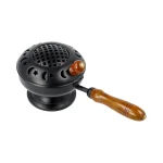 Quemador de incienso de hierro negro con mango de madera