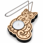 Quemador de Palo Santo con gato de madera y portavela