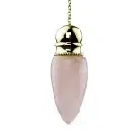 Péndulo de cuarzo rosa con recipiente y acabado dorado - Imagen 2