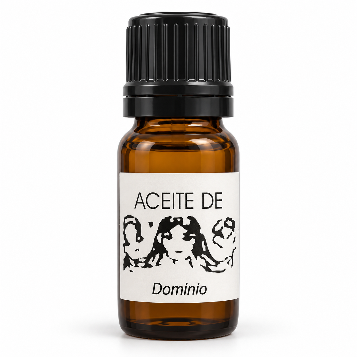 Aceite de Dominio para Rituales de Dominio y Amansamiento Botella de aceite de Dominio con tapón negro sobre fondo blanco