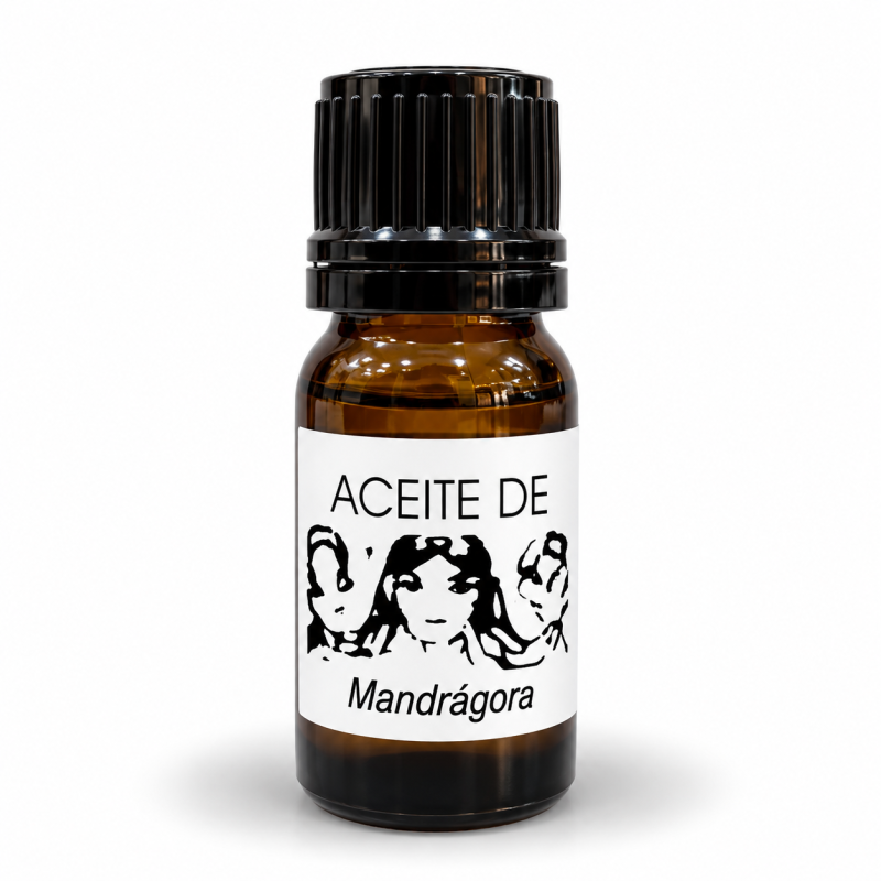 Aceite de Mandrágora para rituales de protección, suerte y prosperidad en frasco ámbar