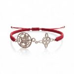 Pulsera roja de protección con Tetragrámaton plateado y Nudo de Bruja contra el mal de ojo y las envidias