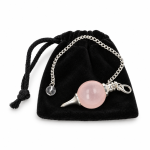 Péndulo de esfera rosa con bolsita para radiestesia - Imagen 2