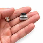 Nombre del archivo: ojo-de-shiva-piedra-en-la-mano.webp Texto alternativo: Piedra Ojo de Shiva pequeña sobre los dedos de una mano Título: Piedra Ojo de Shiva en la mano Leyenda: Piedra Ojo de Shiva de tamaño pequeño, ideal para llevar contigo. Descripción: Piedra Ojo de Shiva sostenida sobre la mano, mostrando su tamaño y sus bandas naturales.