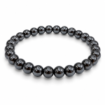 Pulsera de protección contra malas energías y envidia de hematita con cuentas metálicas oscuras