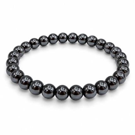 Pulsera de protección contra malas energías y envidia de hematita con cuentas metálicas oscuras