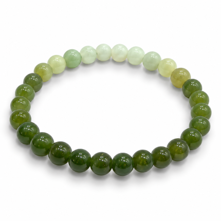 Pulsera de jade verde con cuentas redondas degradadas para suerte y prosperidad