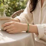 Pulsera de jade verde para atraer dinero y abundancia con cuentas pulidas