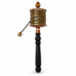 Molinillo tibetano de oración con mango oscuro y cadena